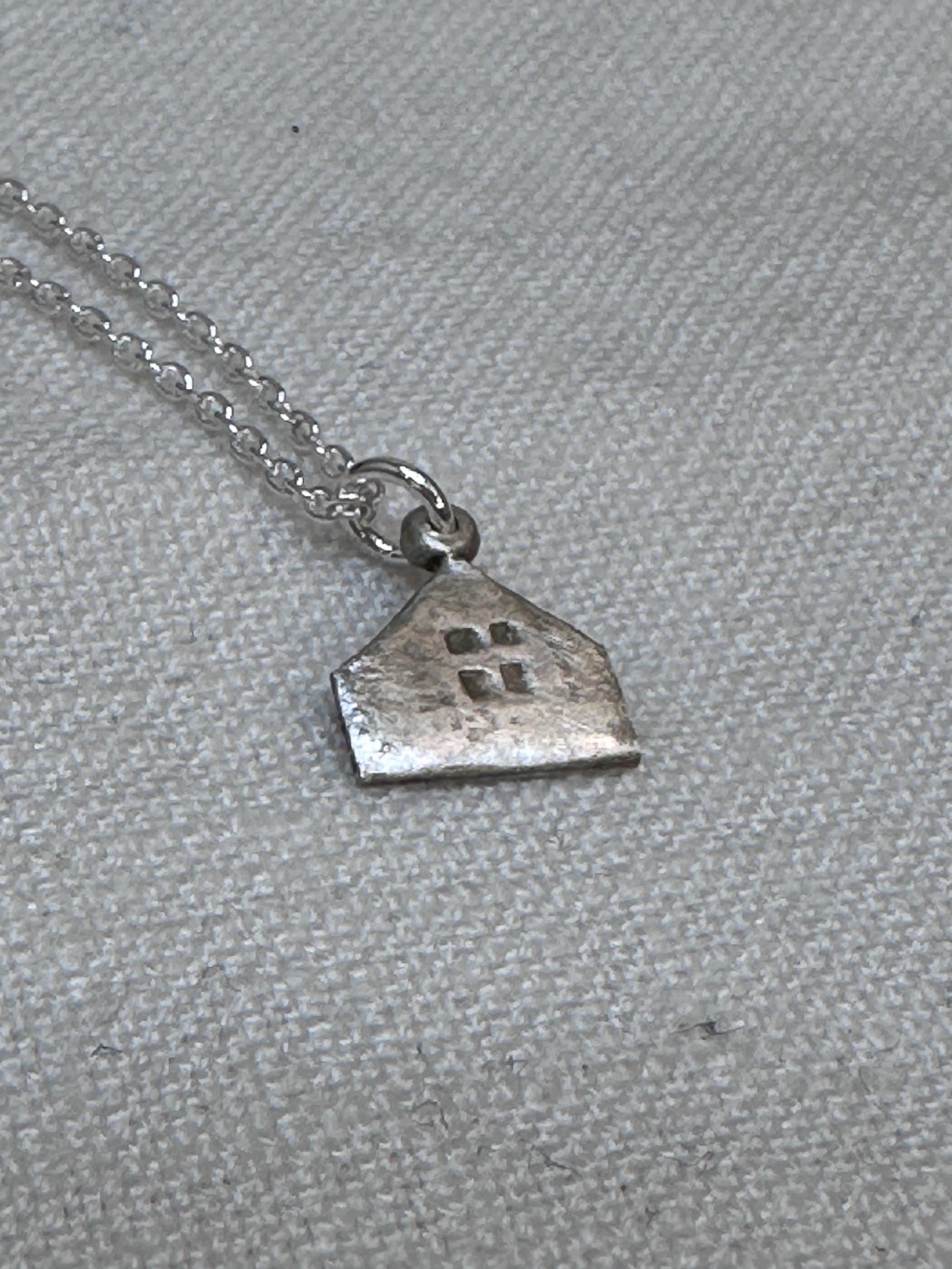 Haven Tiny House Necklace Sterling Silver Rustic Dangle Handmade Oxidized Cottage Jewelry Gift by iNk Jewelry