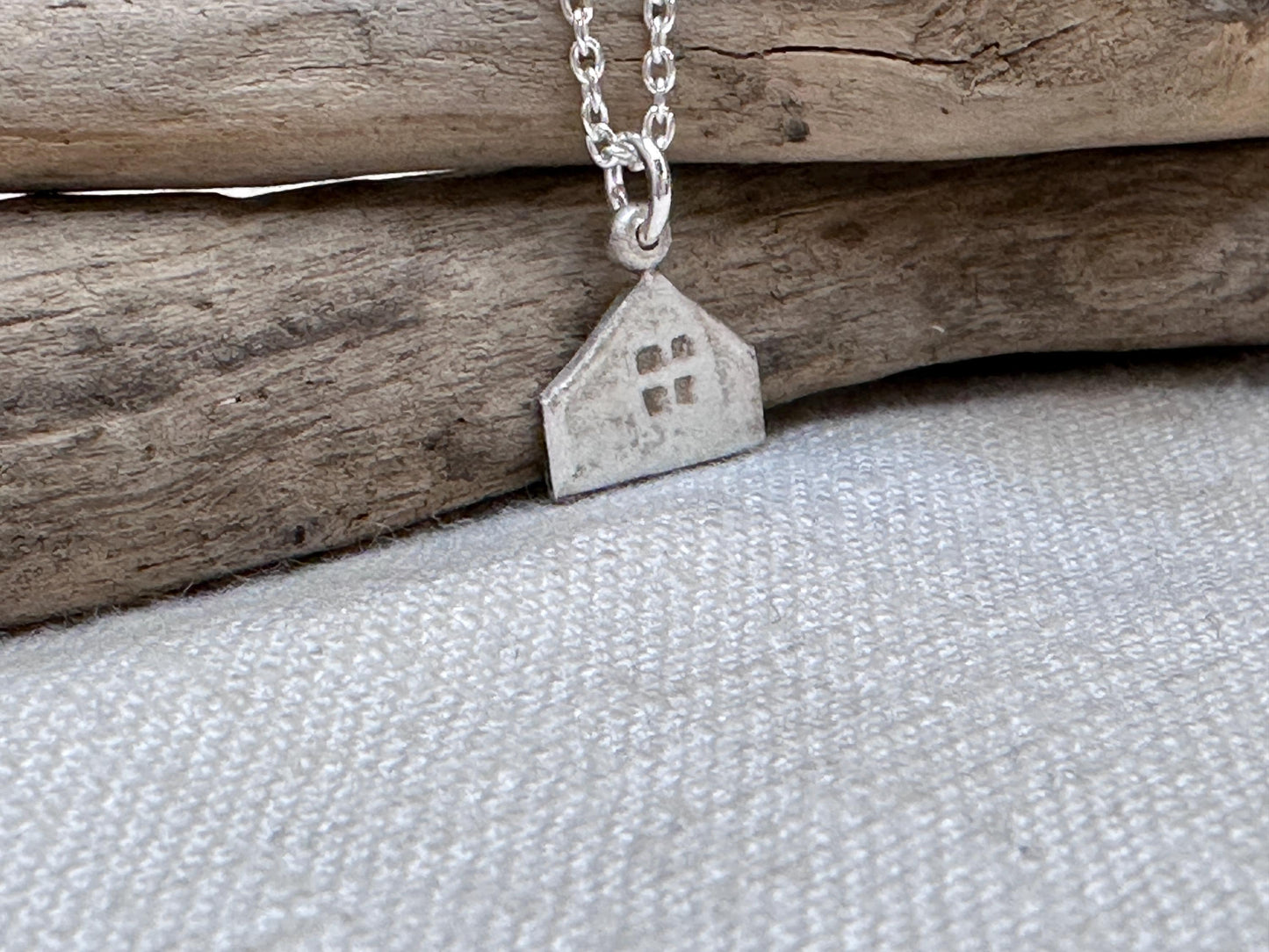 Haven Tiny House Necklace Sterling Silver Rustic Dangle Handmade Oxidized Cottage Jewelry Gift by iNk Jewelry