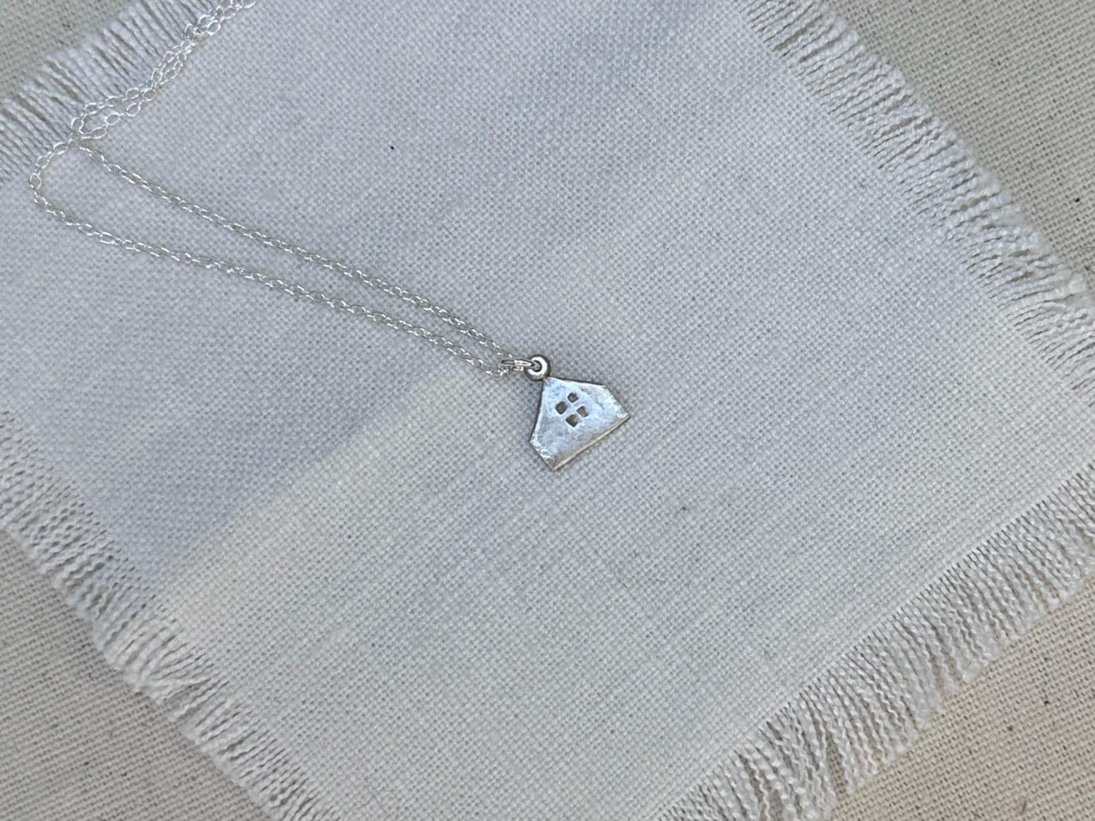Haven Tiny House Necklace Sterling Silver Rustic Dangle Handmade Oxidized Cottage Jewelry Gift by iNk Jewelry