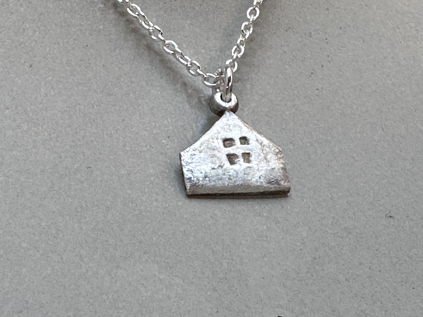 Haven Tiny House Necklace Sterling Silver Rustic Dangle Handmade Oxidized Cottage Jewelry Gift by iNk Jewelry