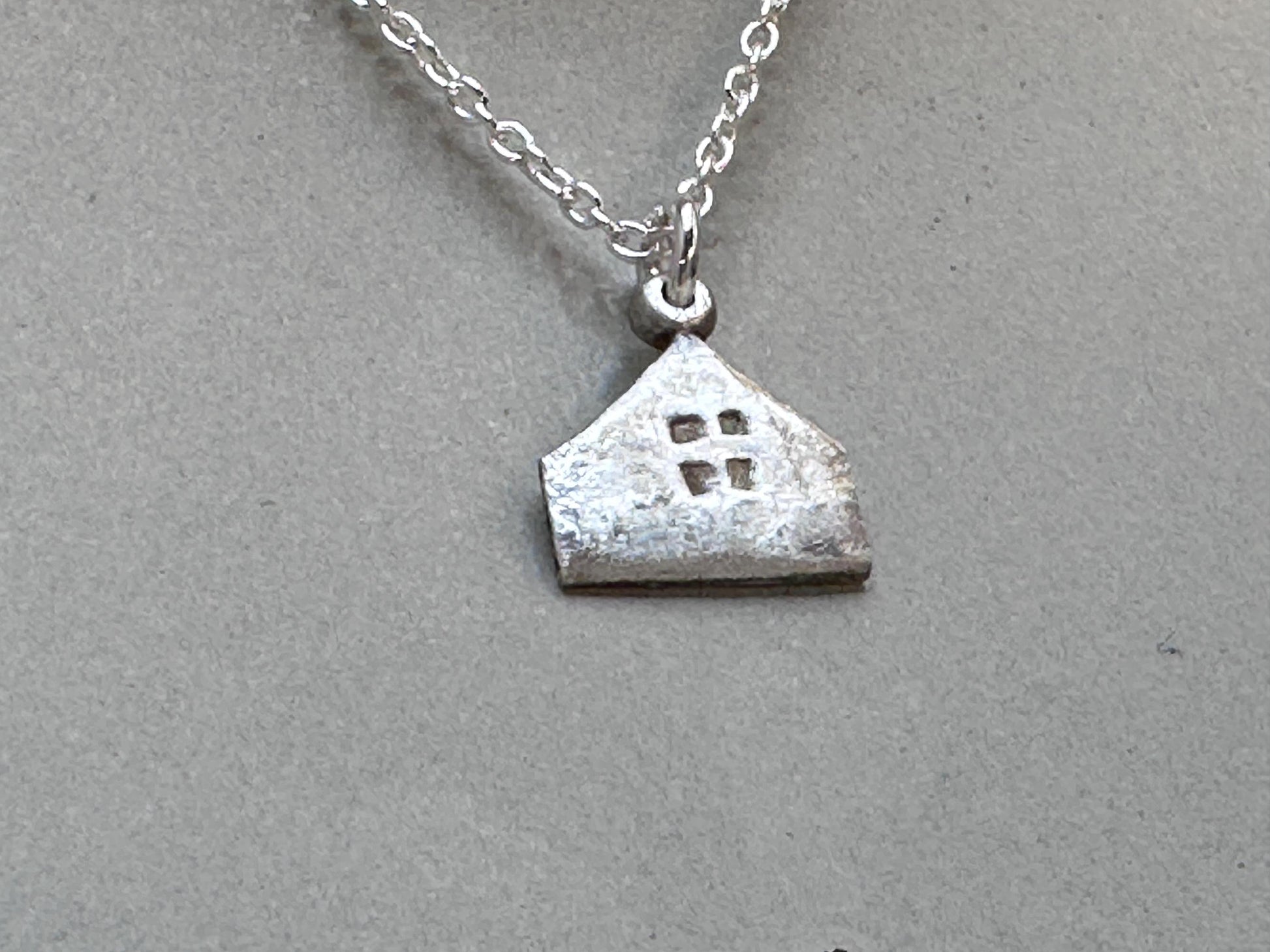 Haven Tiny House Necklace Sterling Silver Rustic Dangle Handmade Oxidized Cottage Jewelry Gift by iNk Jewelry