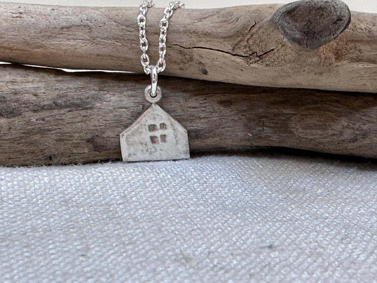 Haven Tiny House Necklace Sterling Silver Rustic Dangle Handmade Oxidized Cottage Jewelry Gift by iNk Jewelry