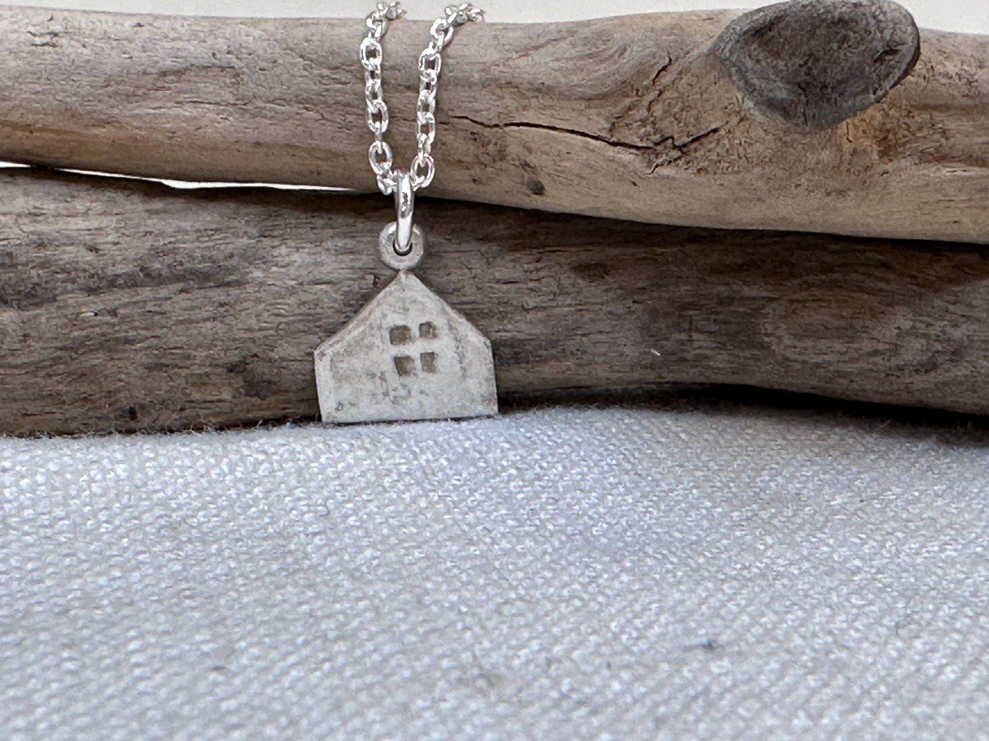 Haven Tiny House Necklace Sterling Silver Rustic Dangle Handmade Oxidized Cottage Jewelry Gift by iNk Jewelry