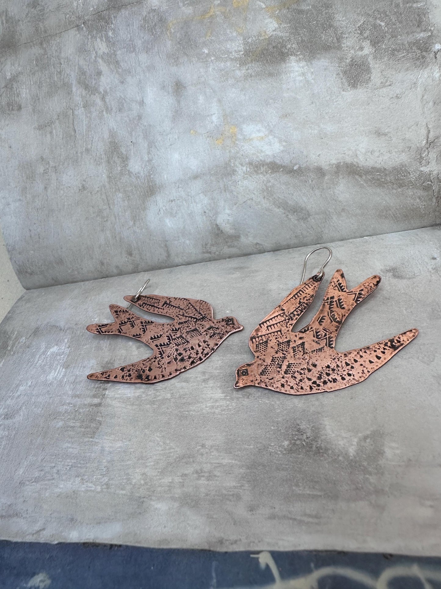 Soaring Swallow Copper Earrings by iNk Jewelry