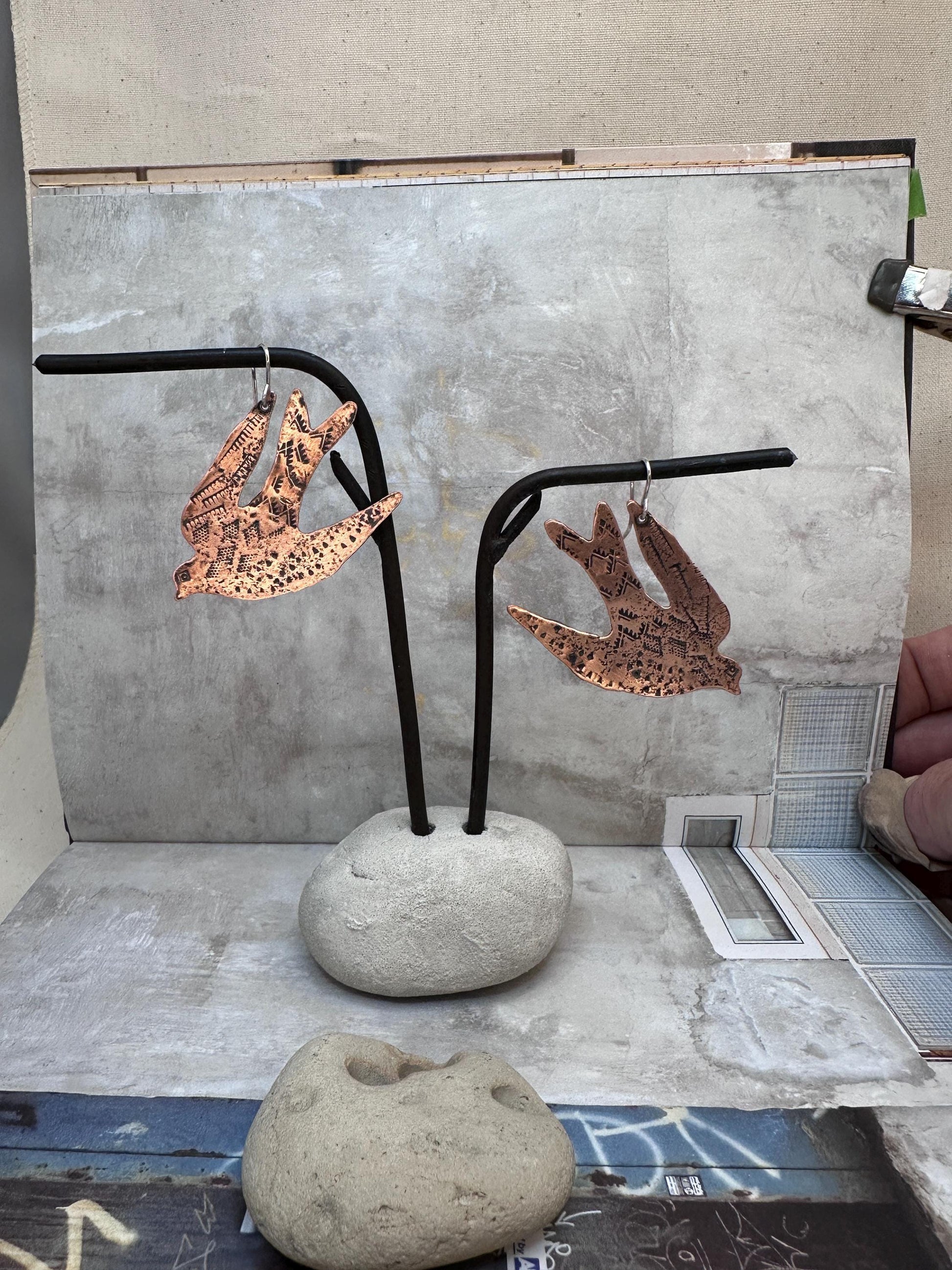Soaring Swallow Copper Earrings by iNk Jewelry