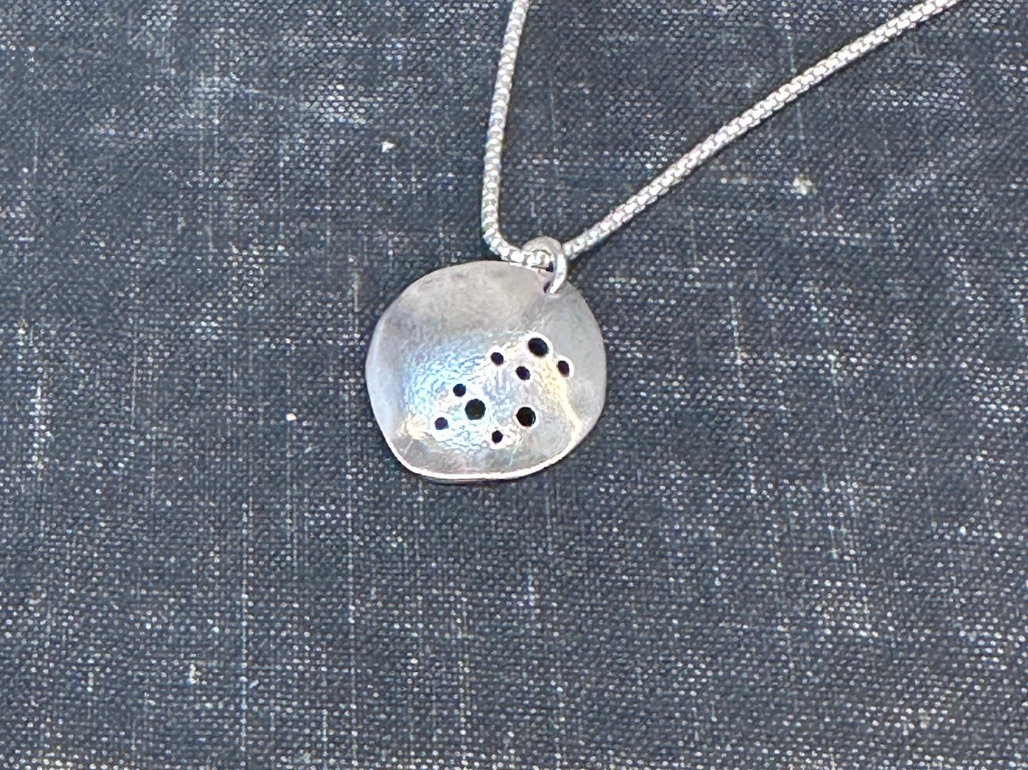 Lunar Elegance, Oxidized Sterling Silver Pendant, Celestial Jewelry, Minimalist Star Necklace, Handmade Artisan Jewelry by iNk