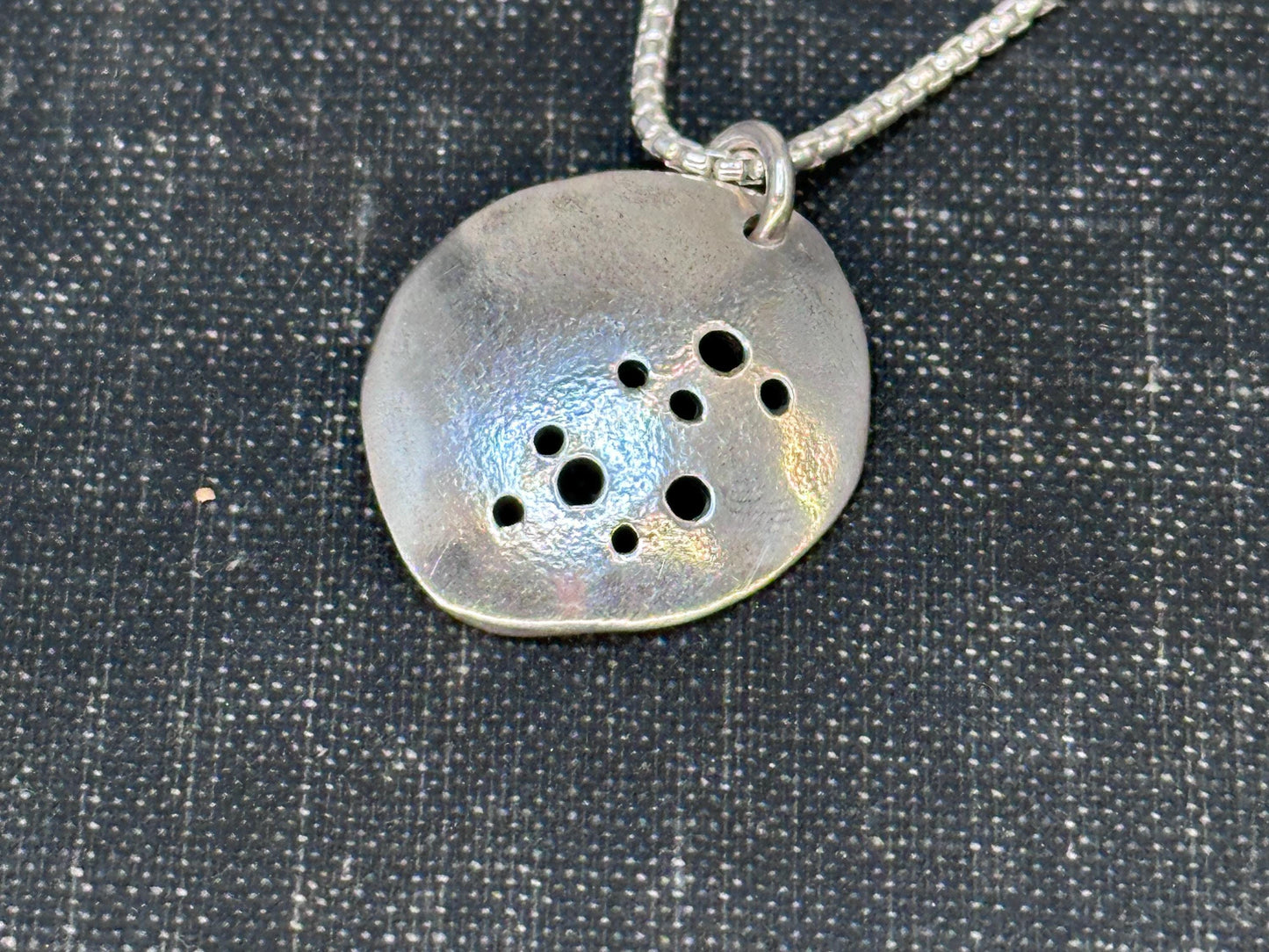 Lunar Elegance, Oxidized Sterling Silver Pendant, Celestial Jewelry, Minimalist Star Necklace, Handmade Artisan Jewelry by iNk