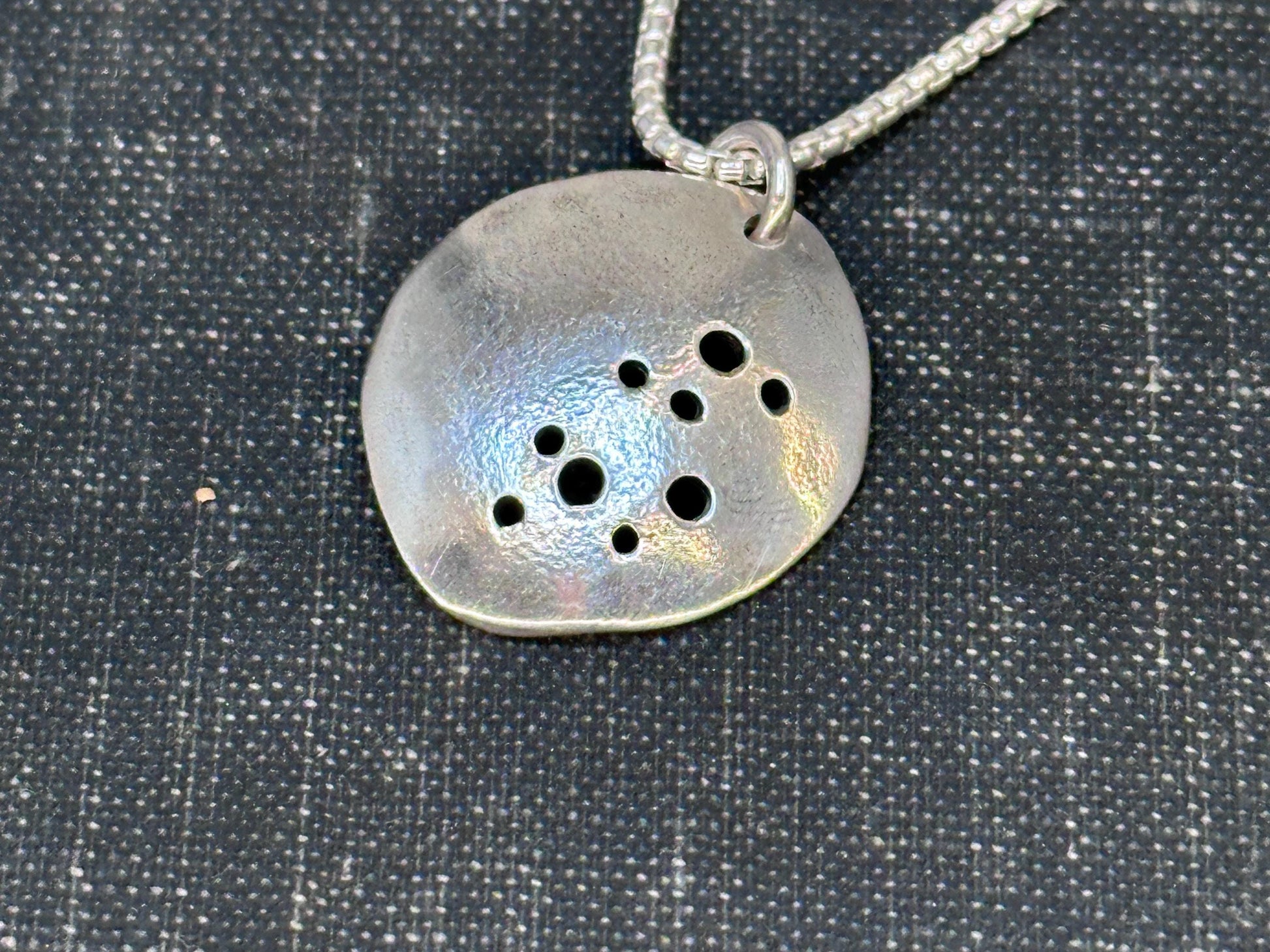 Lunar Elegance, Oxidized Sterling Silver Pendant, Celestial Jewelry, Minimalist Star Necklace, Handmade Artisan Jewelry by iNk