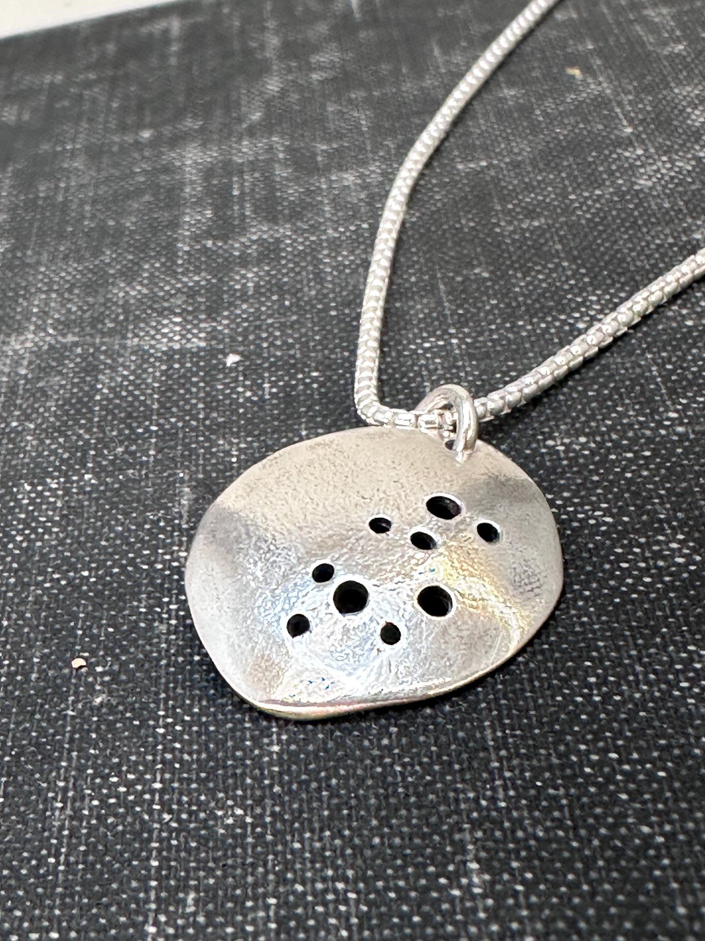 Lunar Elegance, Oxidized Sterling Silver Pendant, Celestial Jewelry, Minimalist Star Necklace, Handmade Artisan Jewelry by iNk