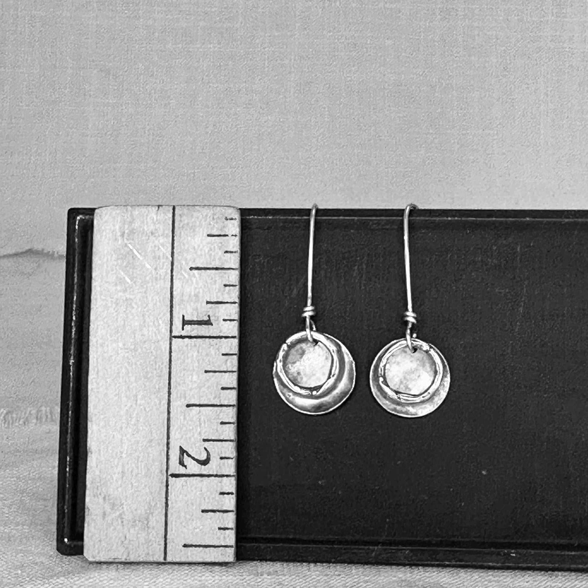 Sterling Silver Circle Earrings | Oxidized Silver Dangle Earrings | Modern Southwest Jewelry | Artisan Handmade Earrings | Silver Drop