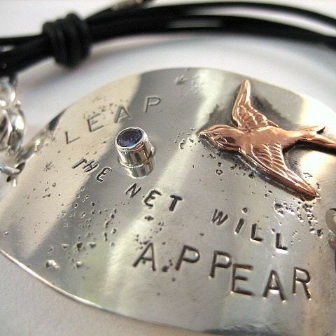 Leap And The Net Will Appear Swallow Bracelet- Recycled Sterling Silver by iNk Jewelry