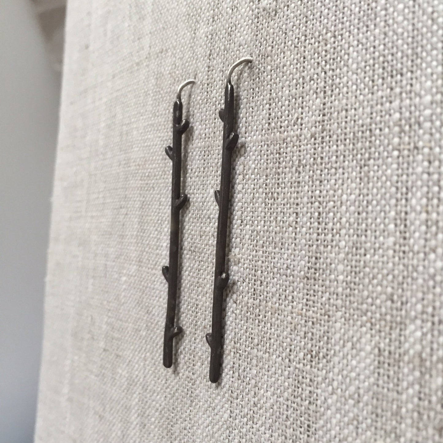 Twig Solid Sterling Silver Earrings by iNk Jewelry