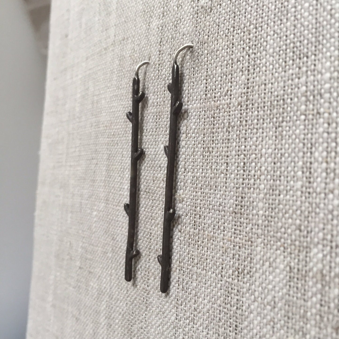 Twig Solid Sterling Silver Earrings by iNk Jewelry
