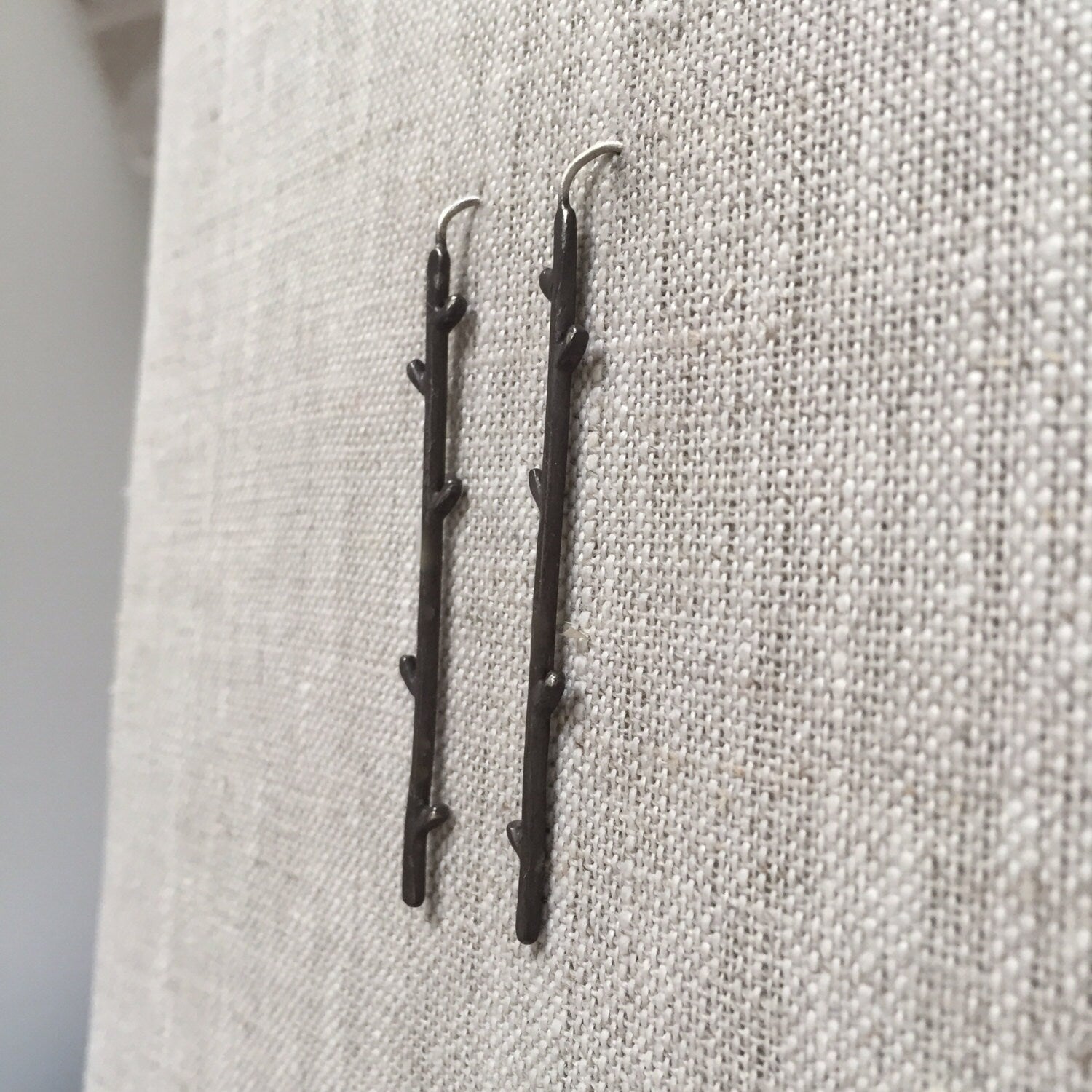 Twig Solid Sterling Silver Earrings by iNk Jewelry