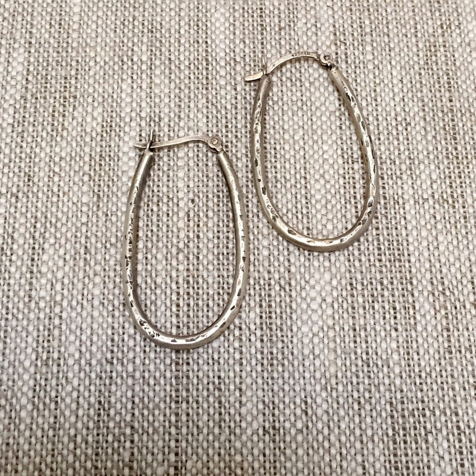 Stirrup Silver Long Hoop Earrings by iNk Jewelry