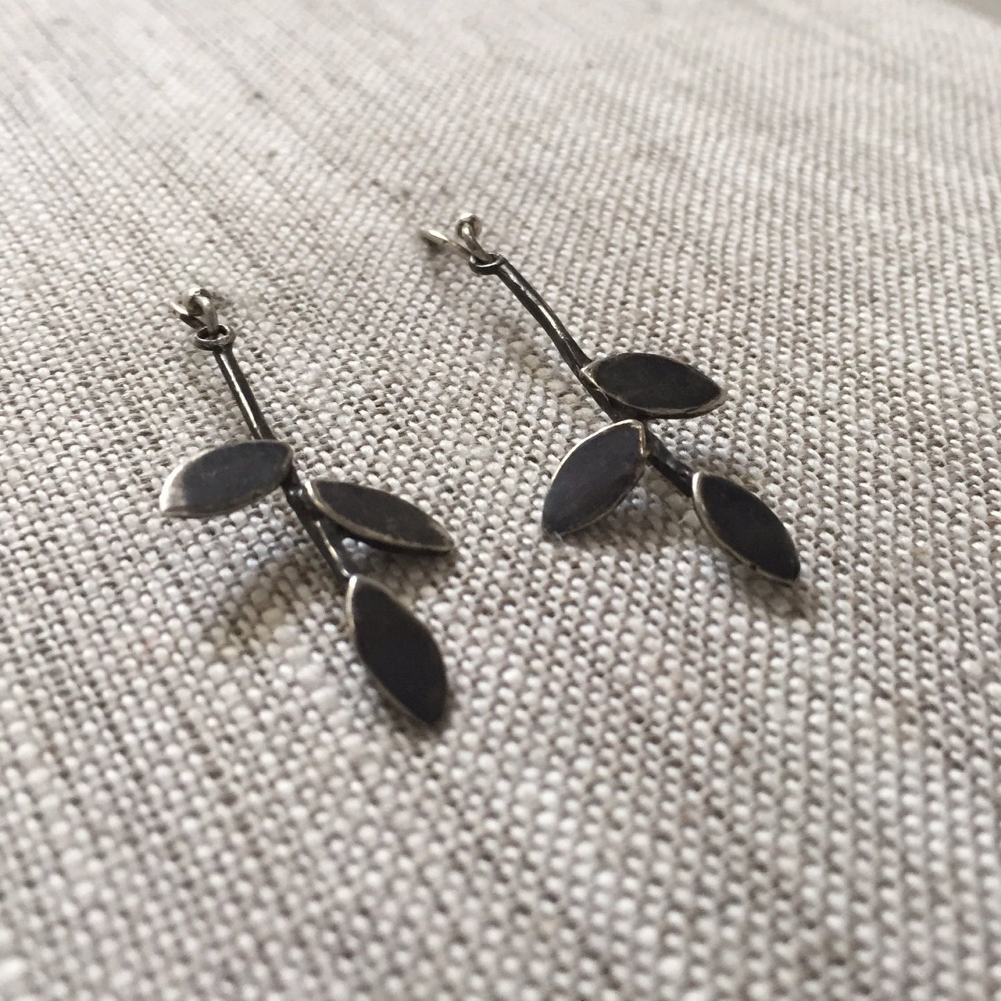 Trees Shadow Sterling Silver Black Earrings by iNk Jewelry