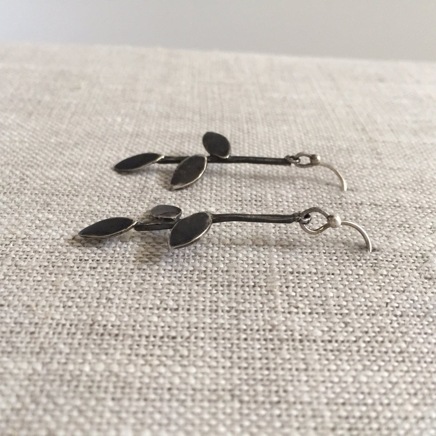 Trees Shadow Sterling Silver Black Earrings by iNk Jewelry
